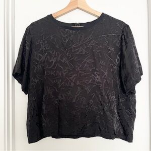 DKNY Women's Scribble Logo Graffiti Jacquard Top Size XL Black Avant Garde Goth